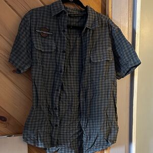 Harley-Davidson Men's Gray Plaid Button-Down Shirt